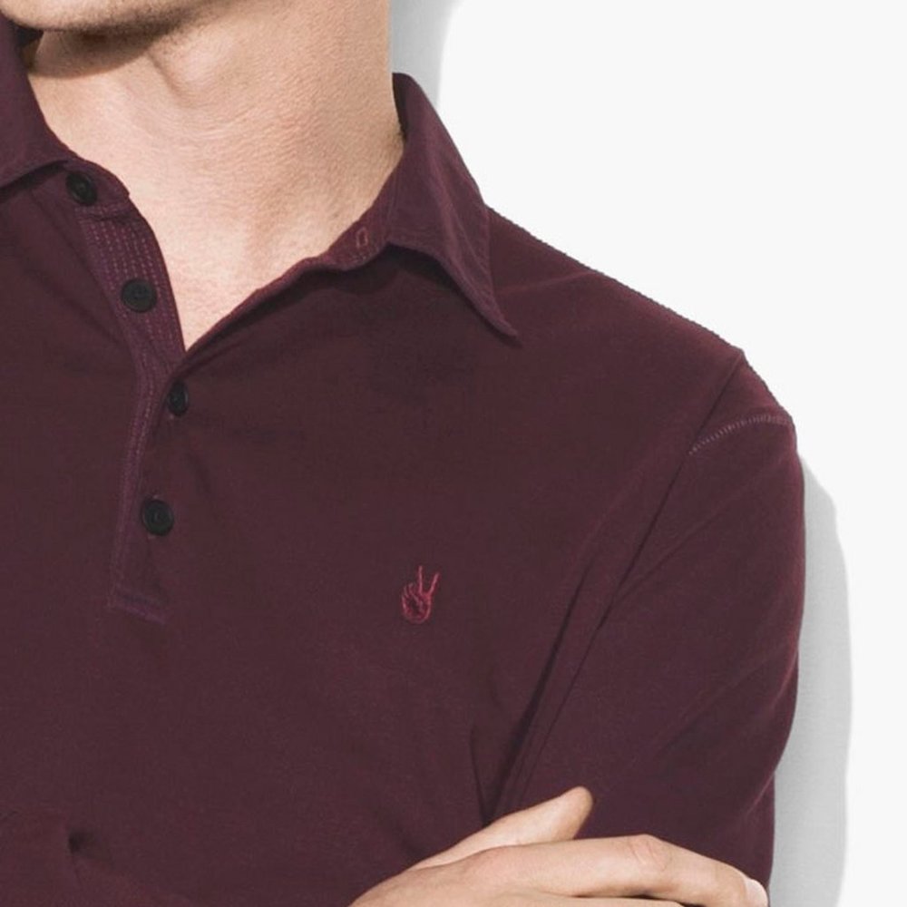 John Varvatos Peace Sign Polo Shirt Bordeaux XL - Picture 2 of 4